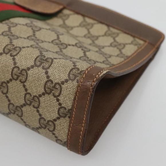 GUCCI GG Supreme Web Sherry Line Clutch Bag PVC Beige 89 01 002 Auth BA2440 - Picture 7 of 16